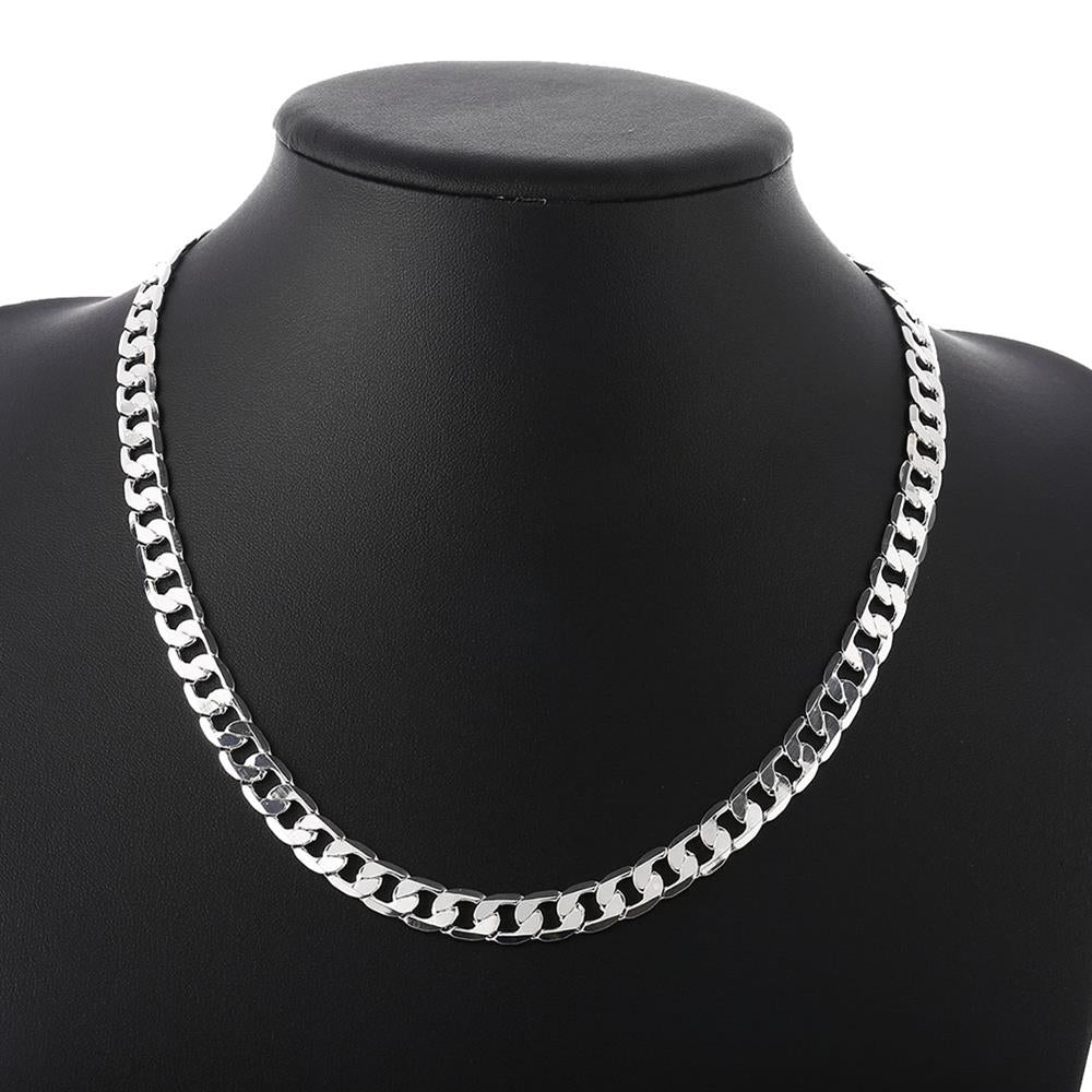 Special offer 18K gold Necklaces 925 Stamp Silver color Classic 8MM sideways ch image 5