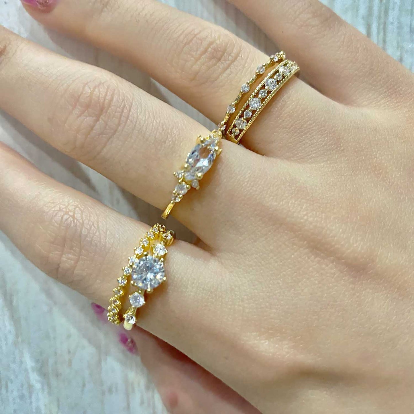 New INS Gold Color Noble Trend Dainty Rings For Women Entry Lux Zircon Midi Fin image 3