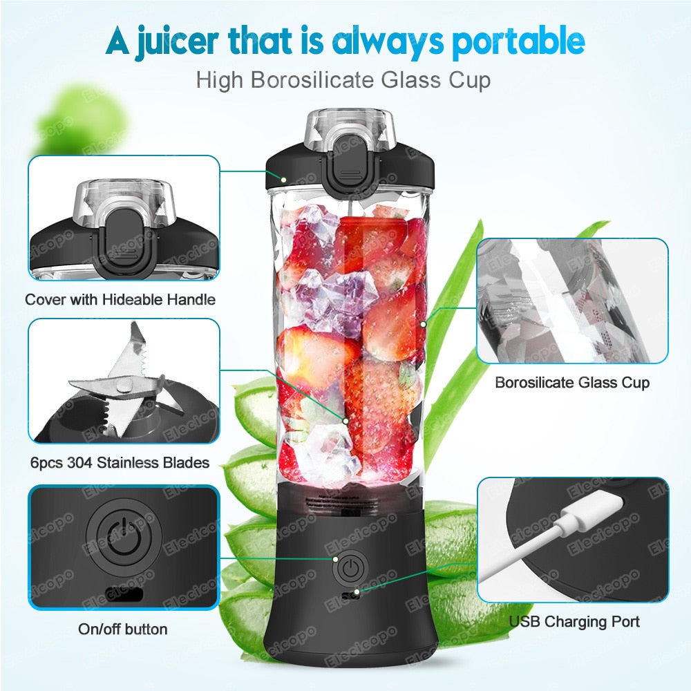 Portable Electric Juicer Fruit Mixers 600ML Blender with 4000mAh USB Rechargeab image 11