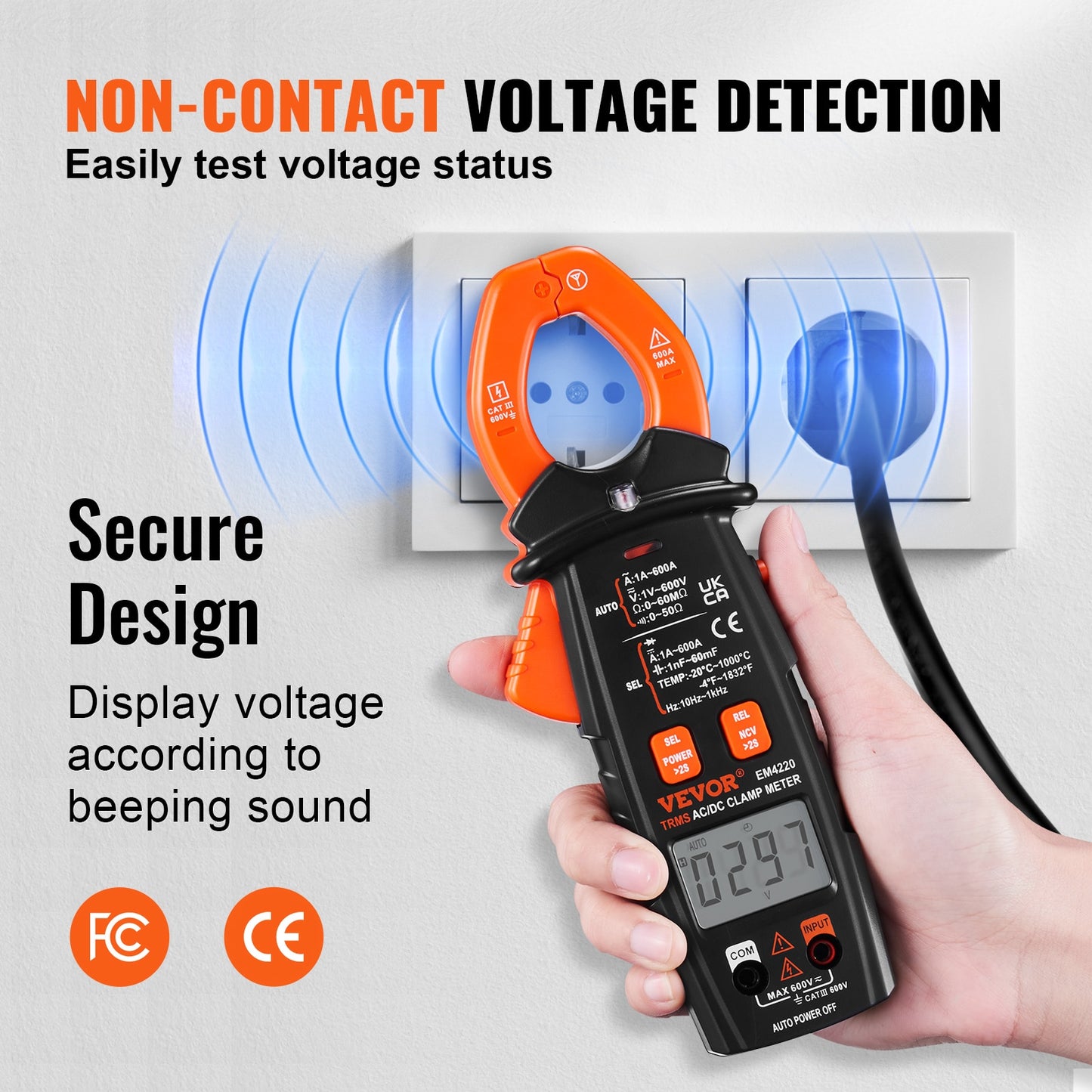 VEVOR Digital Clamp Meter T-RMS 600A/1000A Clamp Multimeter Tester AC/DC Curren image 5