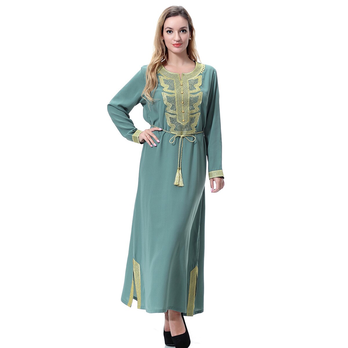 Ramadan Kaftan Dubai Abaya Long Sleeve Muslim African Dresses for Women image 2