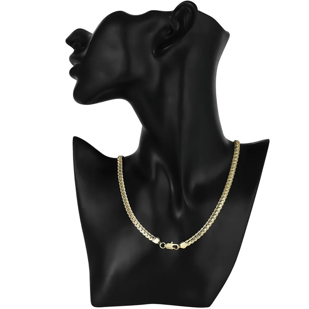 18-24Inch 45-60cm 18K Gold 5mm Full Sideways Chain Necklace For Women Man Fashi image 5