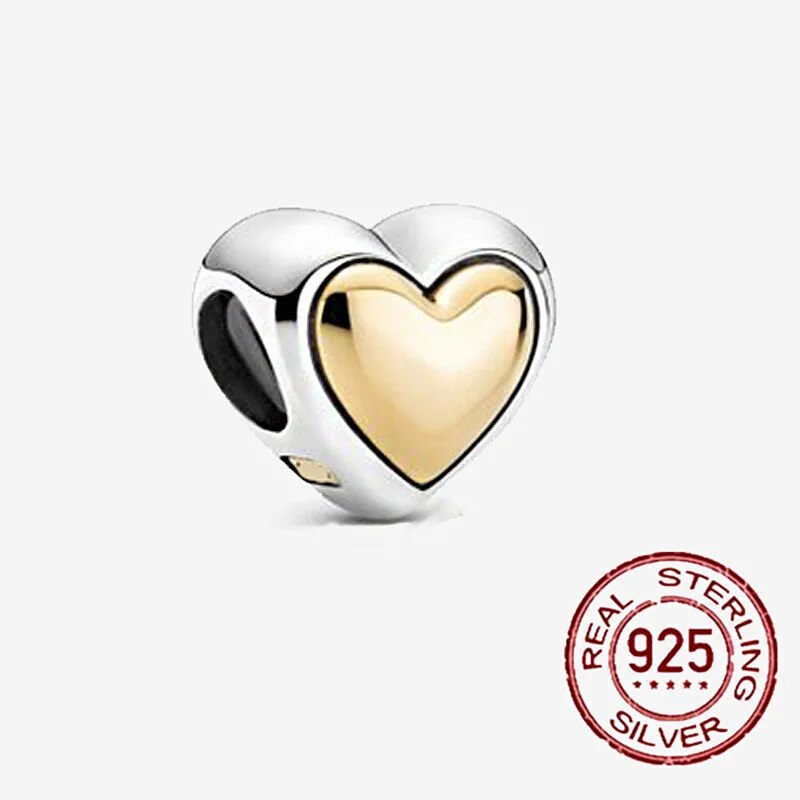925 Sterling Silver Gold Color Family Tree Heart Crown Pendant Charm Fit Origin image 41