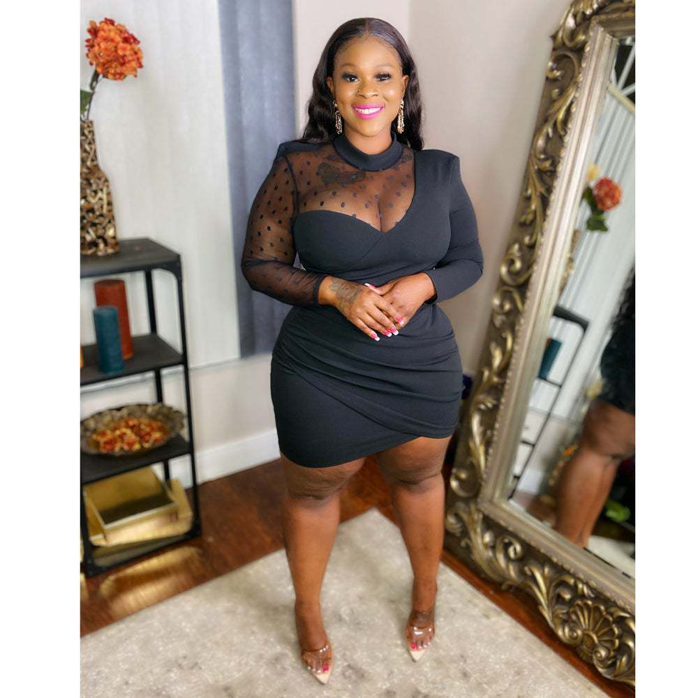 Plus Size Women Party Dresses See Through Patchwork Mesh Dress Lady Fashion Eleg image 0