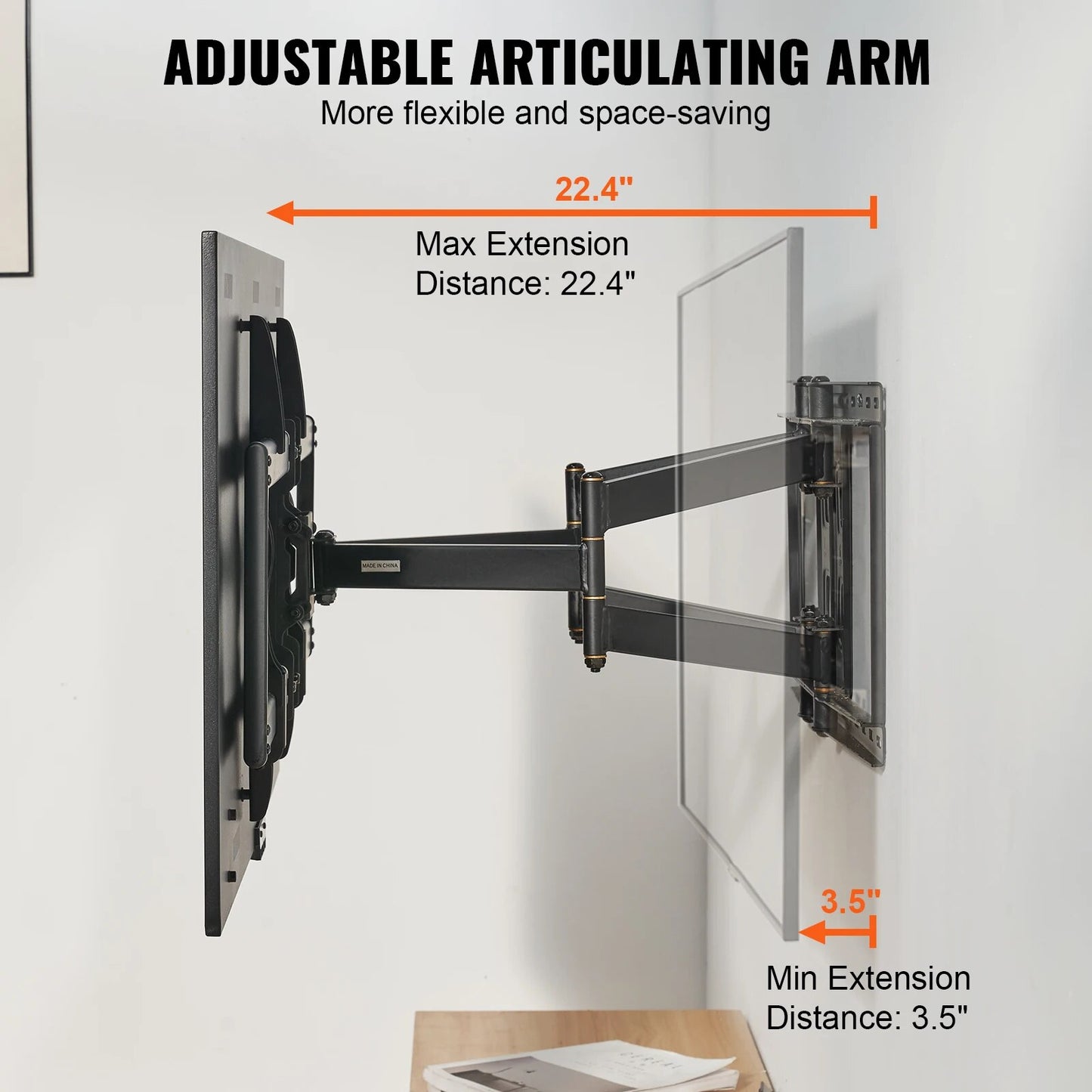 VEVOR Full Motion TV Mount Fit for Most 26-90in TVs Swivel Tilt Horizontal Adju image 6