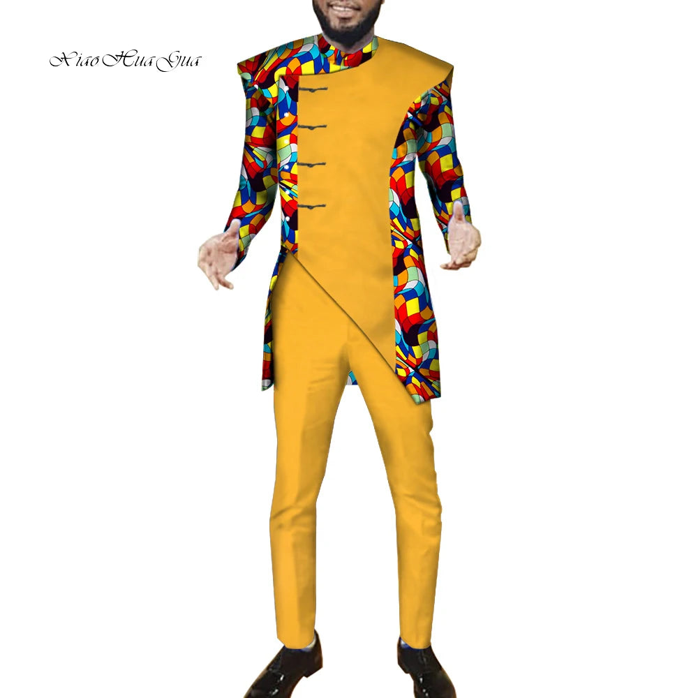 African Men Suits Sets Tops+Trousers Fashion Printing African Clothes for Men F image 10