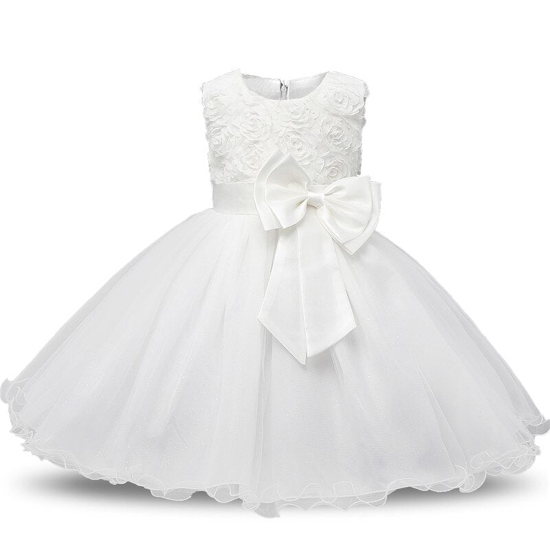 5-14 Year Bridesmaid Girl Lace White Flower Dress For Wedding Ceremony image 6