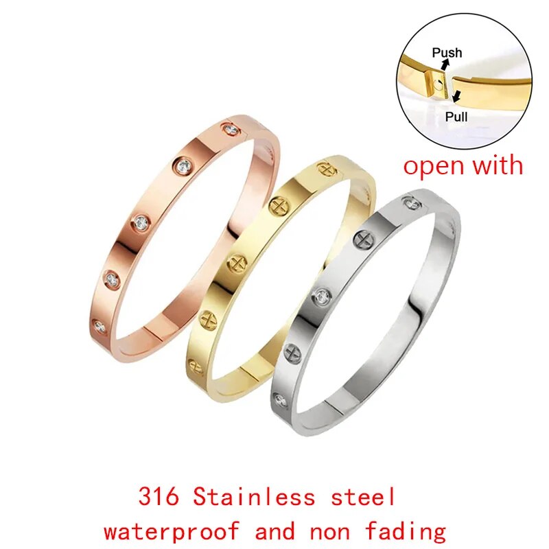2023 New Design Gold Color Zircon And Cross Nut Nail Bracelet Gold & Bangle For image 17