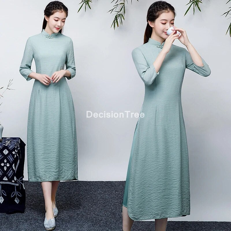 2022 vietnam style dress vietnam aodai vietnam traditional dress chiffon cheong image 0