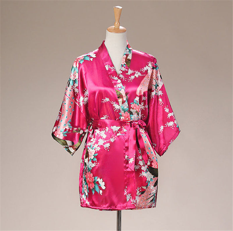 Women Satin Pajamas Bathing Robe Gown Japanese Traditional Women Sakura Kimono image 3