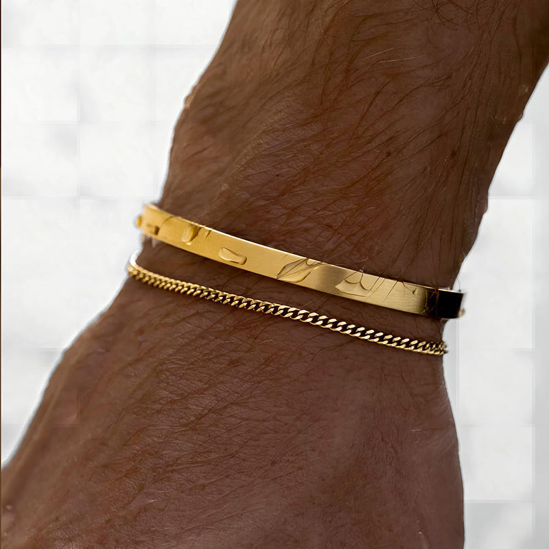 Stackable Bracelets for Men 925 Sterling Silver/14K Gold Plated Bracelet Sets D image 2