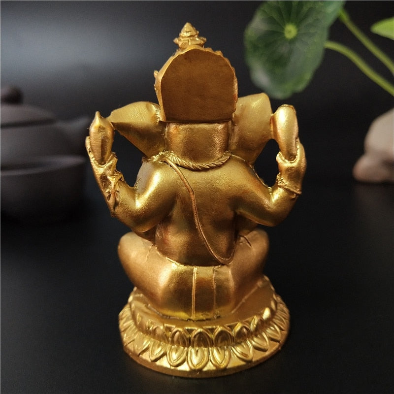 Gold Lord Ganesha Statue Buddha Elephant hindu God Sculpture Figurines Resin Ho image 11