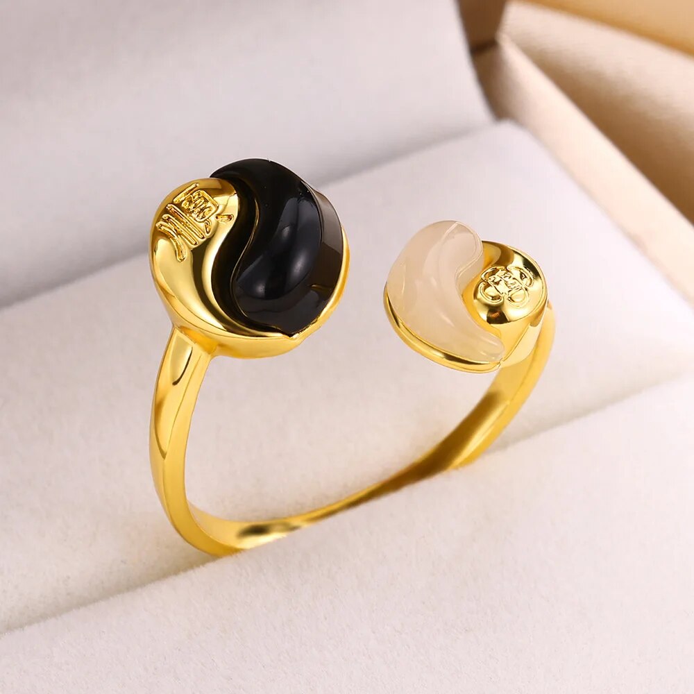Trend Gold Color Opal Rings For Women Classic Round Cute Personalized Open Rin image 8