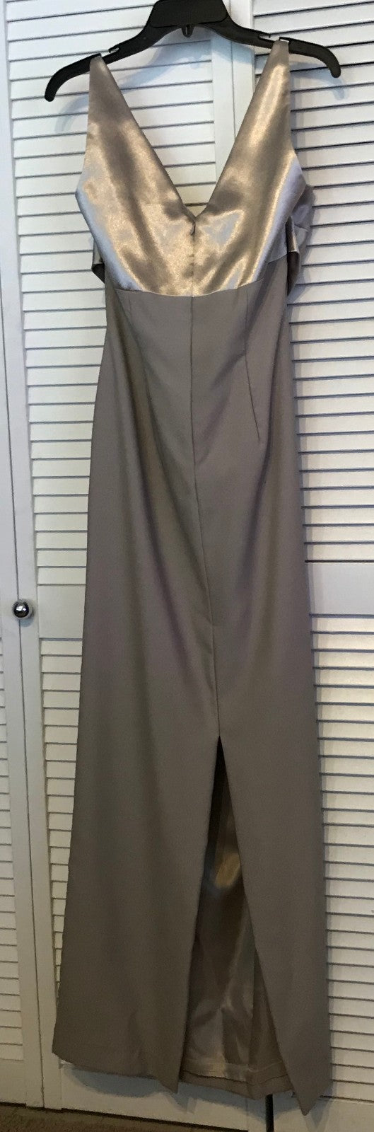 Watters & Watters Women Dress Crepe Golden Gray Bodice Inside-out Size 10 image 1