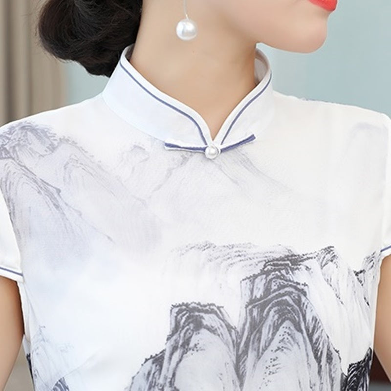 Ao Dai 2020 Summer New Floral Vietnam Dress For Women Elegant Cheongsam Traditi image 5