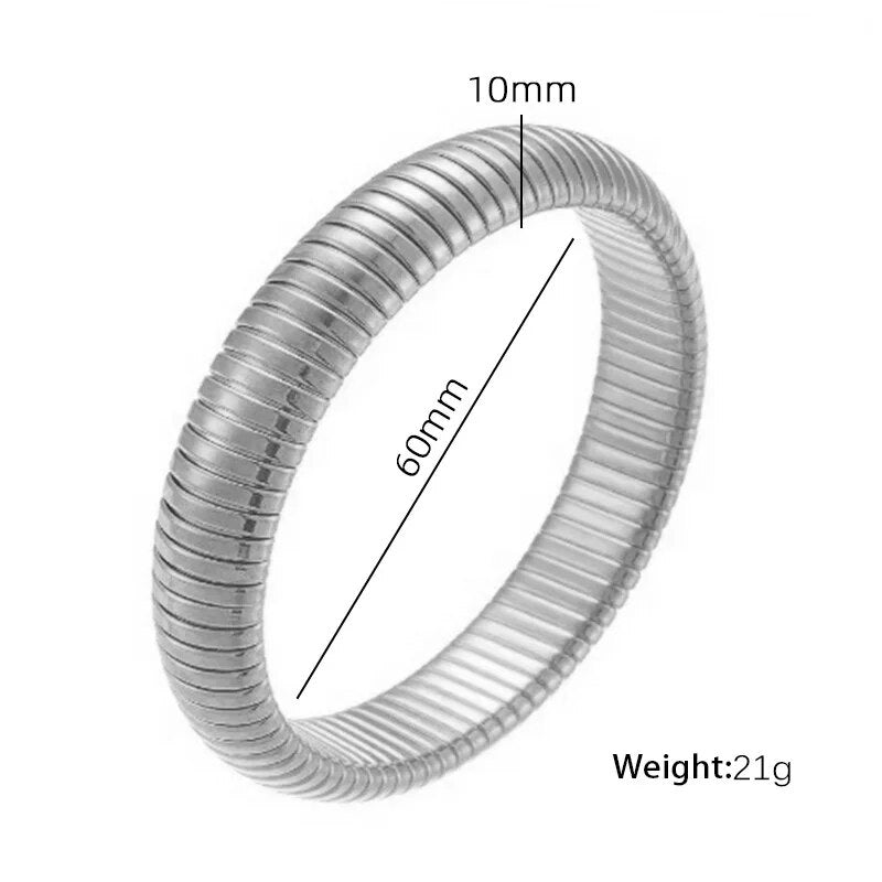 18k Gold Plated Stainless Steel Snake Twist Elastic Bracelets for Women Punk Fa image 9