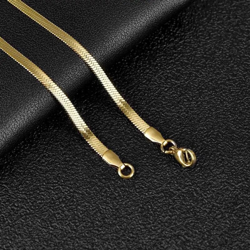 2-5mm Width Stainless Steel Flat Chain Necklace Hot Fashion Herringbone Gold Co image 0