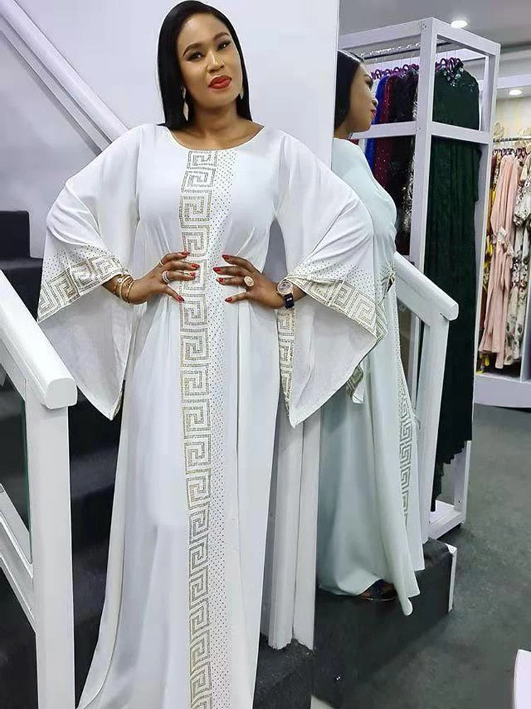Solid Winter African Dresses For Women 2021 Muslim Maxi Dress Floor-Length Ethn image 0