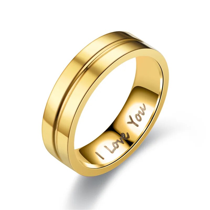 Fashion Women Men Titanium Steel Ring Classic Letter I Love You Rings Gold Colo image 2