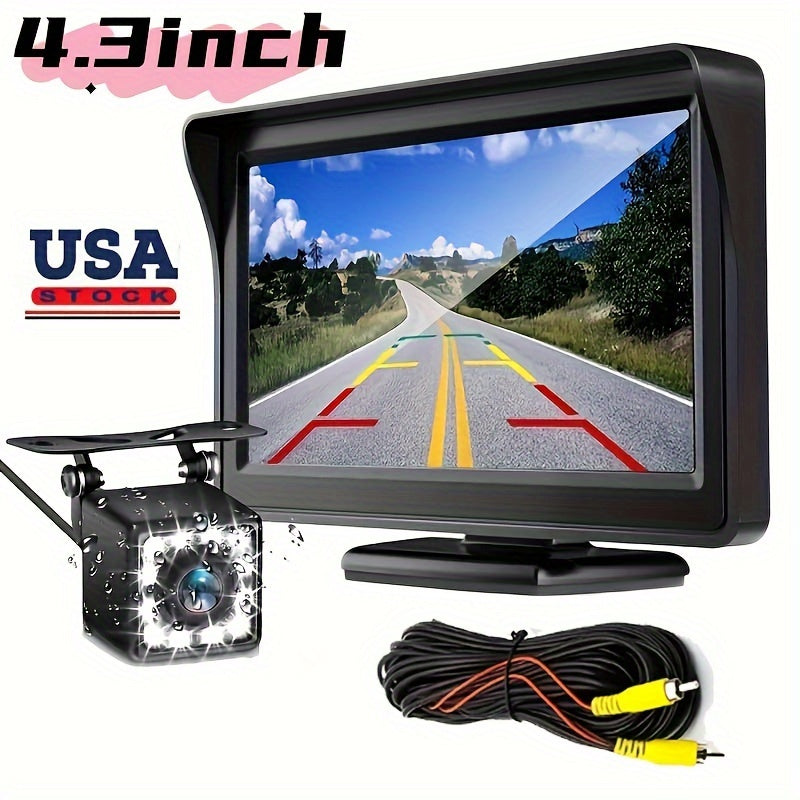 Car Rear View Backup Camera Kit Monitor with Reverse Camera LED Night Vision Pa image 1