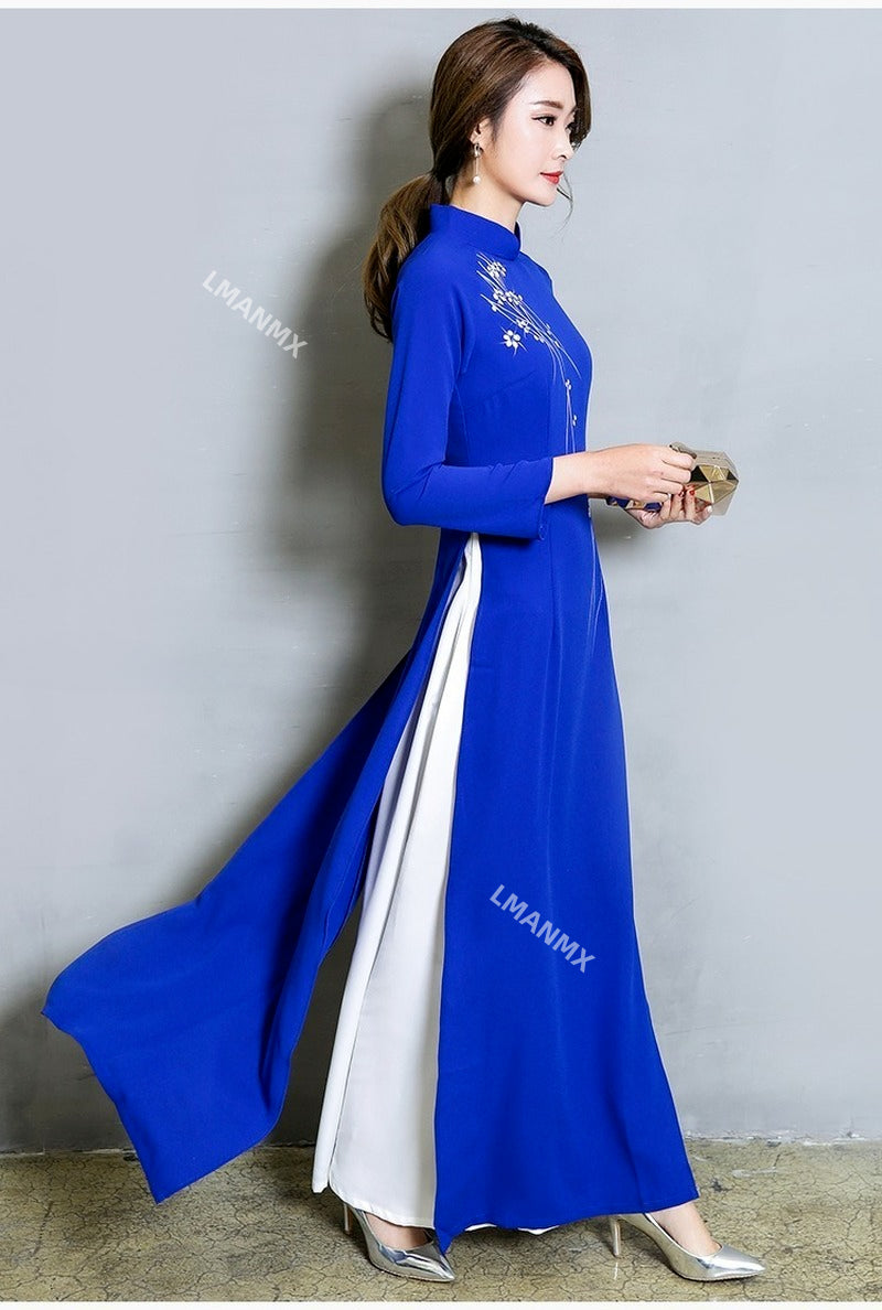Traditional Vietnam Woman Retro Ao Dai Elegant Chinese Style Cheongsam Vintage image 3