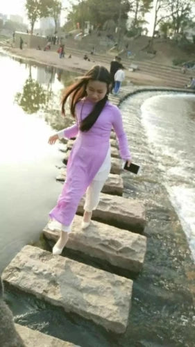 Ao Dai Vietnam Dress Flowing Skirt Aodai Dress Vietnam Clothing Vietnamese Ao D image 3