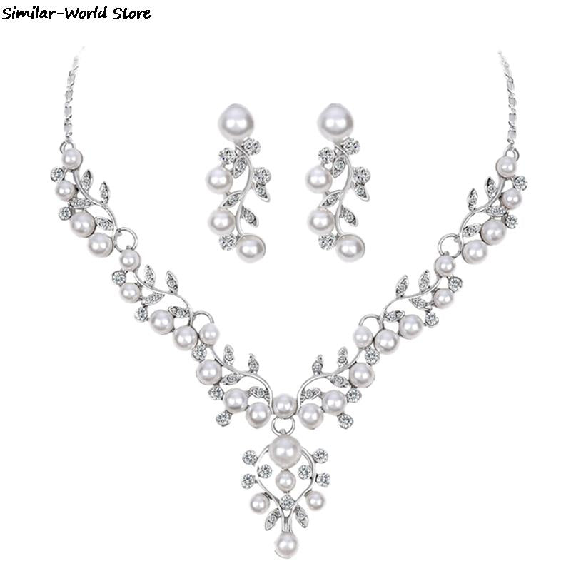 KvJJL Pearl Jewelry Sets For Women African Beads Jewelry Set Wedding Imitation image 4