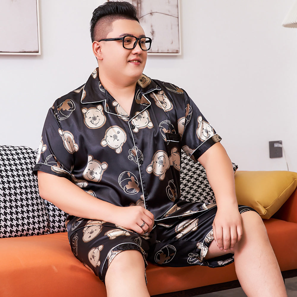 3XL-5XL For 165kg Big Size Men's Pajamas Summer Ice Silk Thin Breathable Male S image 13