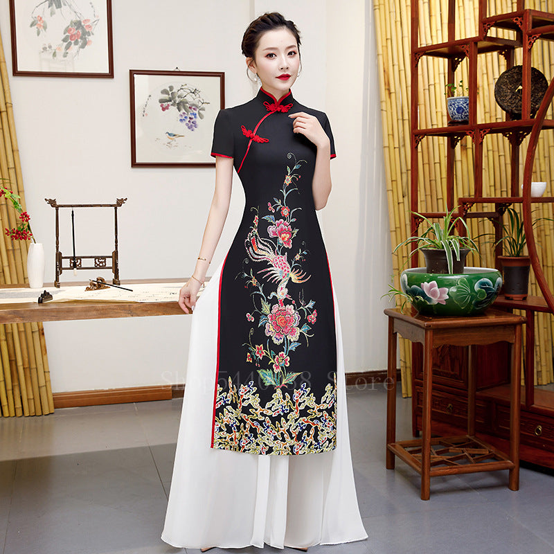 Vietnam Woman Retro Ao Dai Elegant Phoenix Chinese Style Cheongsam Vintage Fest image 6