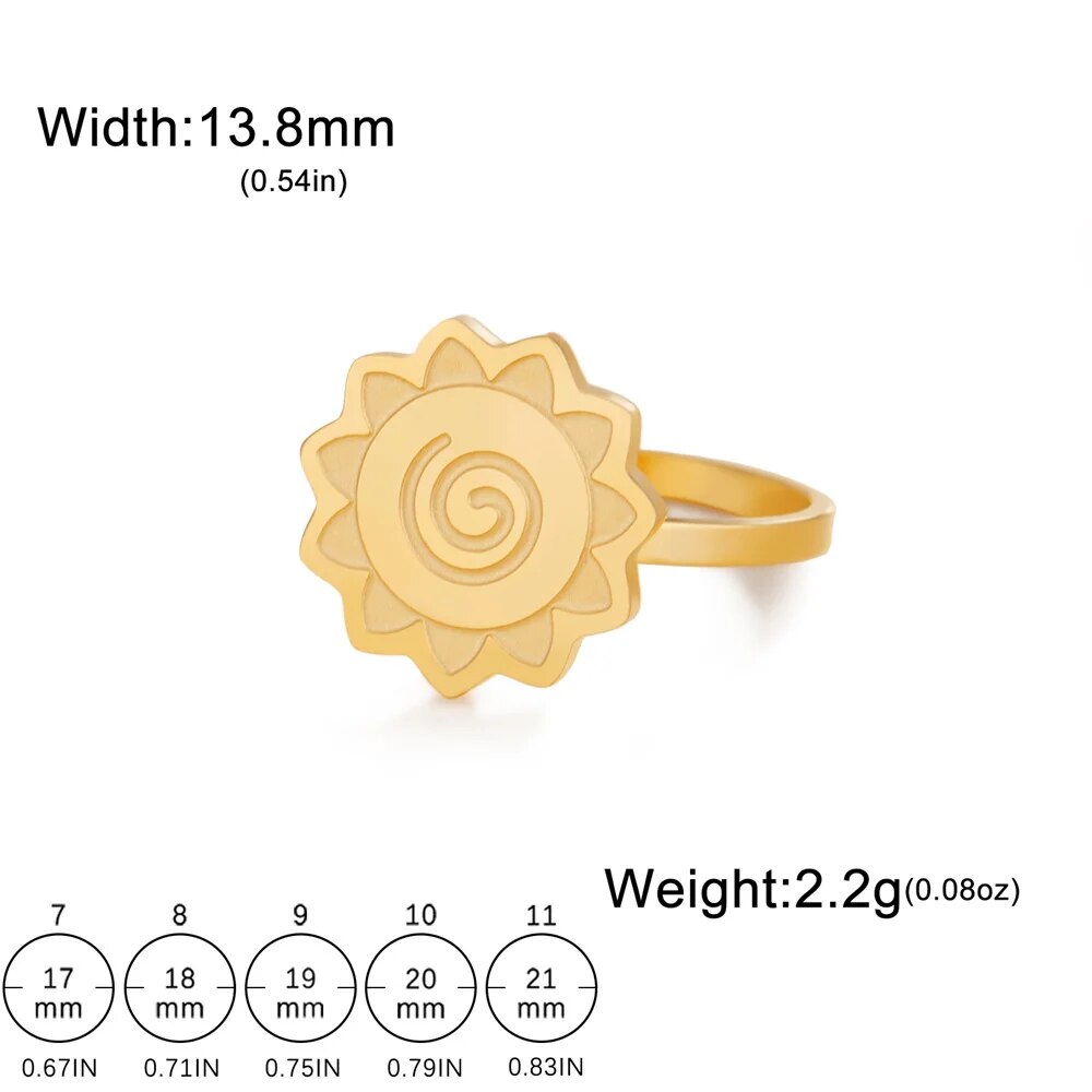 My Shape Lotus Mandala Flower Rings Women Stainless Steel Gold Color Finger Rin image 3