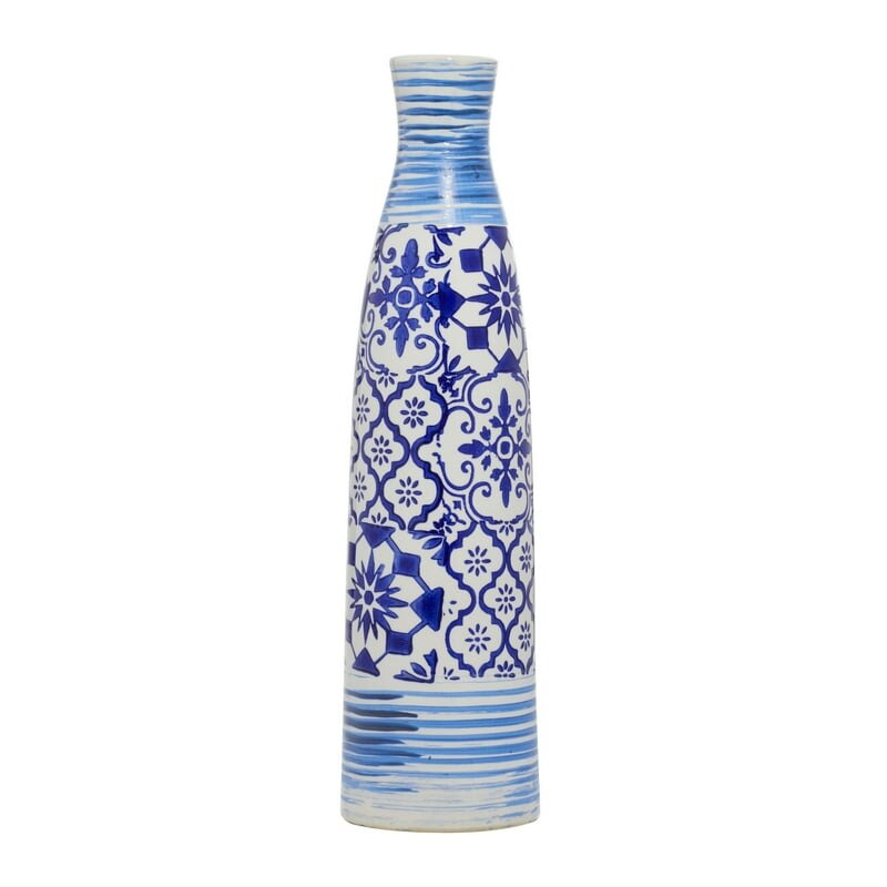 Blue Ceramic Vase with Tile Patterns Plant terrarium glass Vase Coffee table de image 4