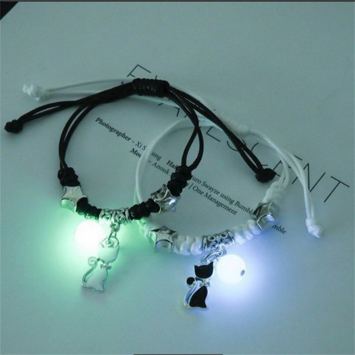 Fashion Luminous Beads Star Couple Bracelet For Women Men Charm Cat Flower Hear image 8