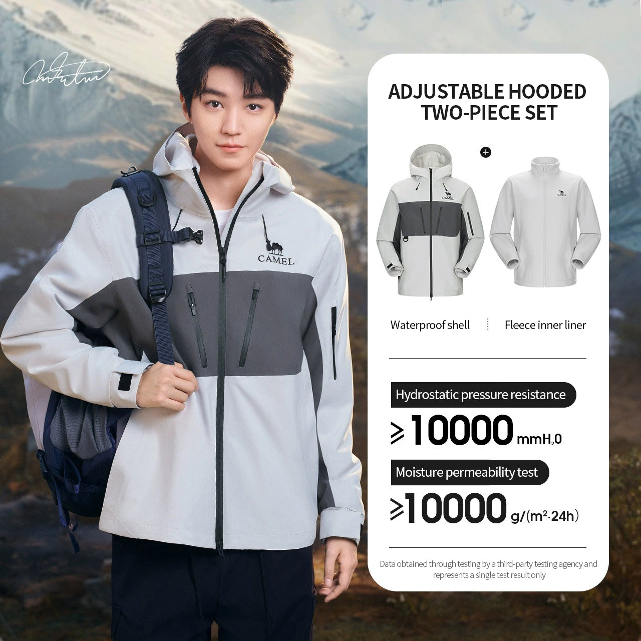 GOLDEN CAMEL Hiking Jackets Men Women Windbreakers Three-in-One Plush Fleece Ja image 7
