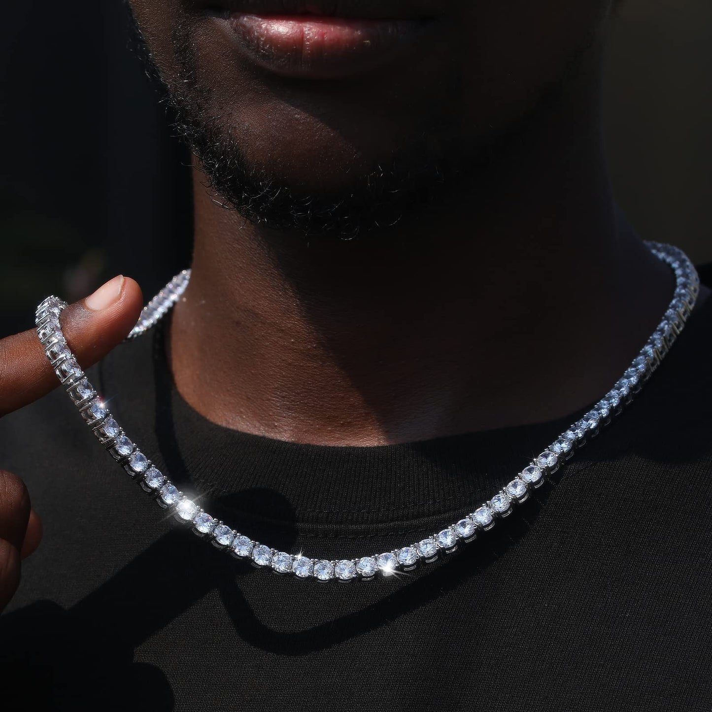 Hip Hop 1 Row 4 Prong Tennis Chain AAA CZ Stone 3/4/5/6MM Bling Iced Out Gold P image 4