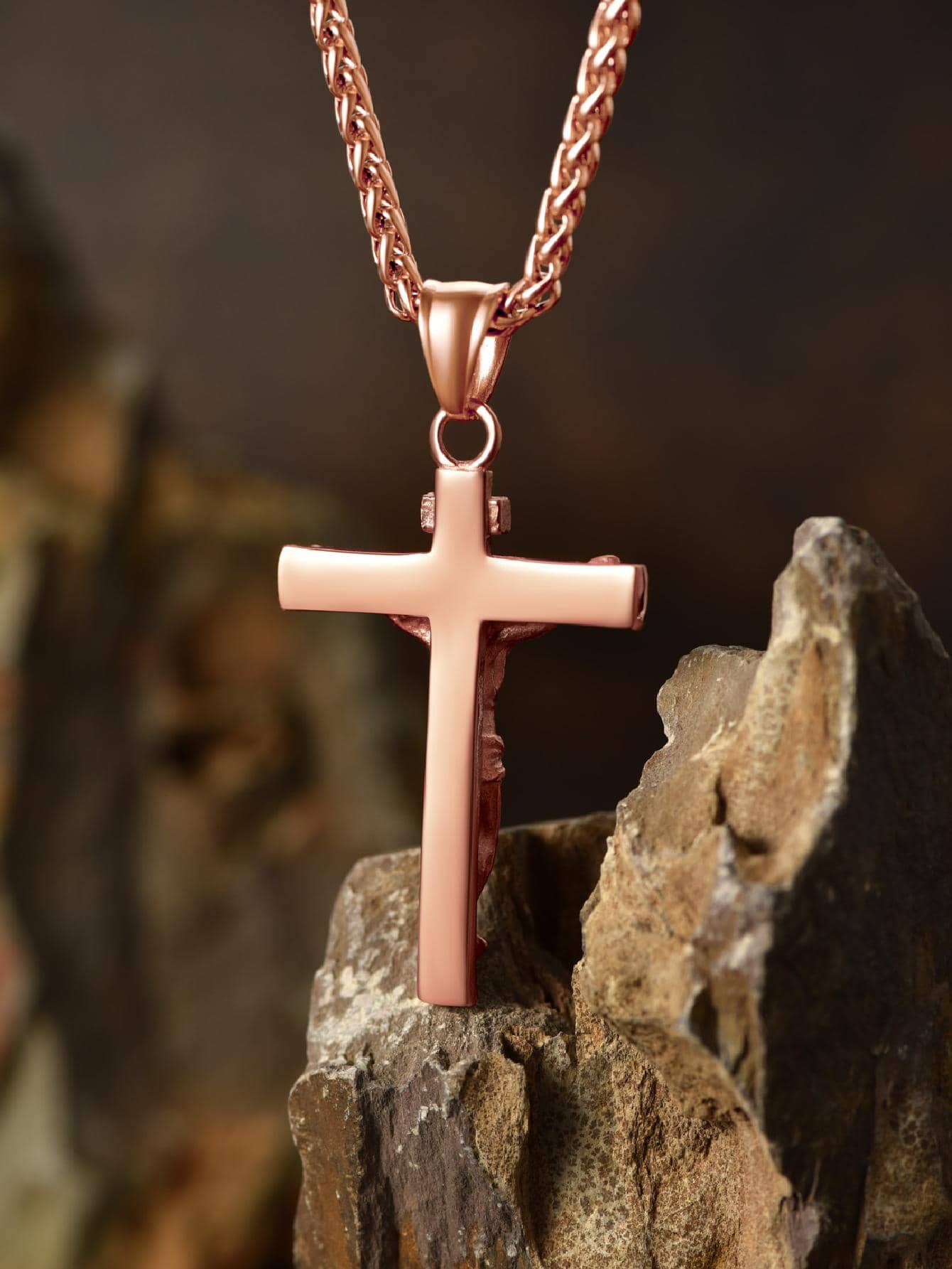 U7 Men INRI Cross Pendant Baptism Christian Jewelry Stainless Steel/Gold/Black/ image 5