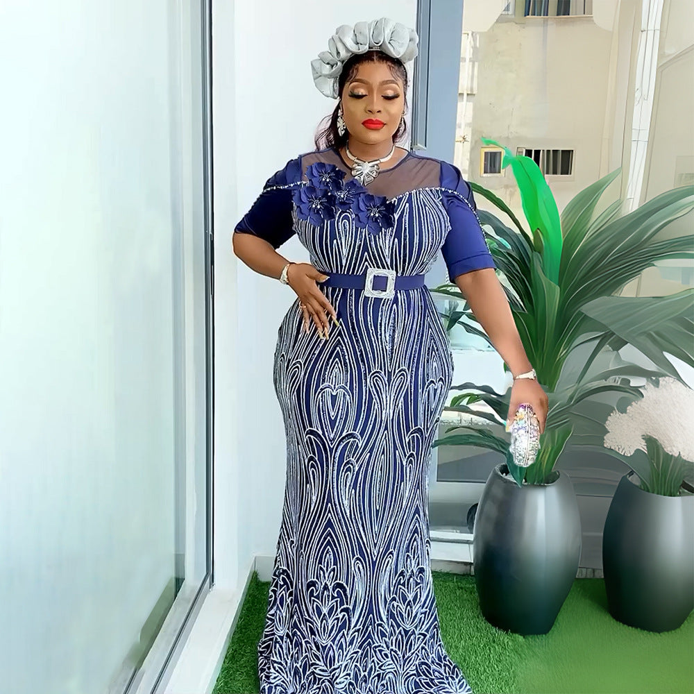 Plus Size African Party Dresses for Women Dashiki Ankara Sequin Wedding Evening image 7