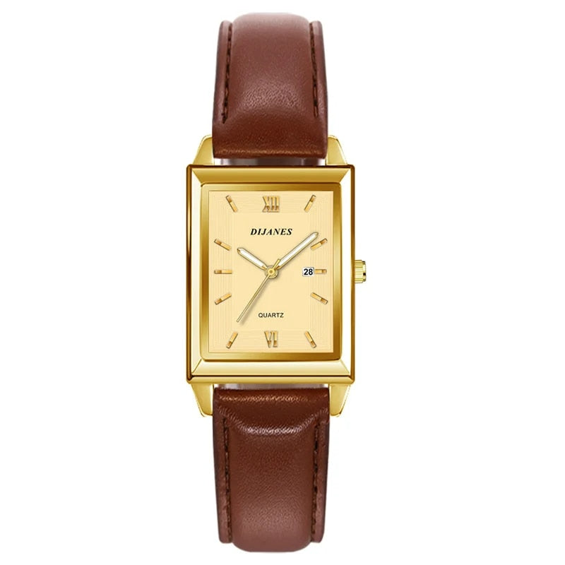 Fashion Men's Calendar Sport Casual Leather Wristwatch Luxury Business Golden S image 11