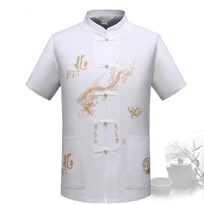 Chinese Traditional Tang Clothing Kung Fu Suit Fashion Casual Embroidery T-shir image 20