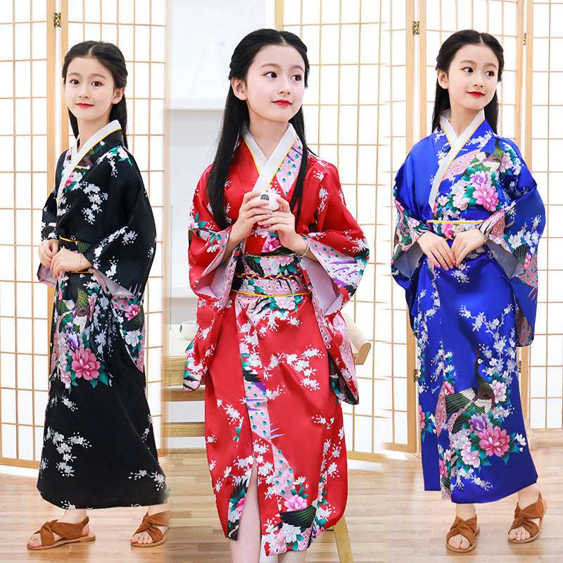 Girls Traditional Kimono Kids Original Ao Dai Yukata Wedding Dress Japanese Yuk image 8