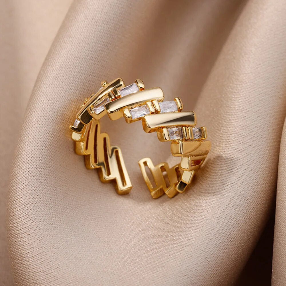 Stainless Steel Rings for Women Aesthetic Sunflower Gold Plated Wedding Couple image 41