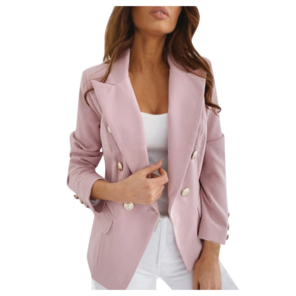 Plus Size Women Blazers Elegant Fashion Formal Cardigan Coat Solid Color Pocket image 4
