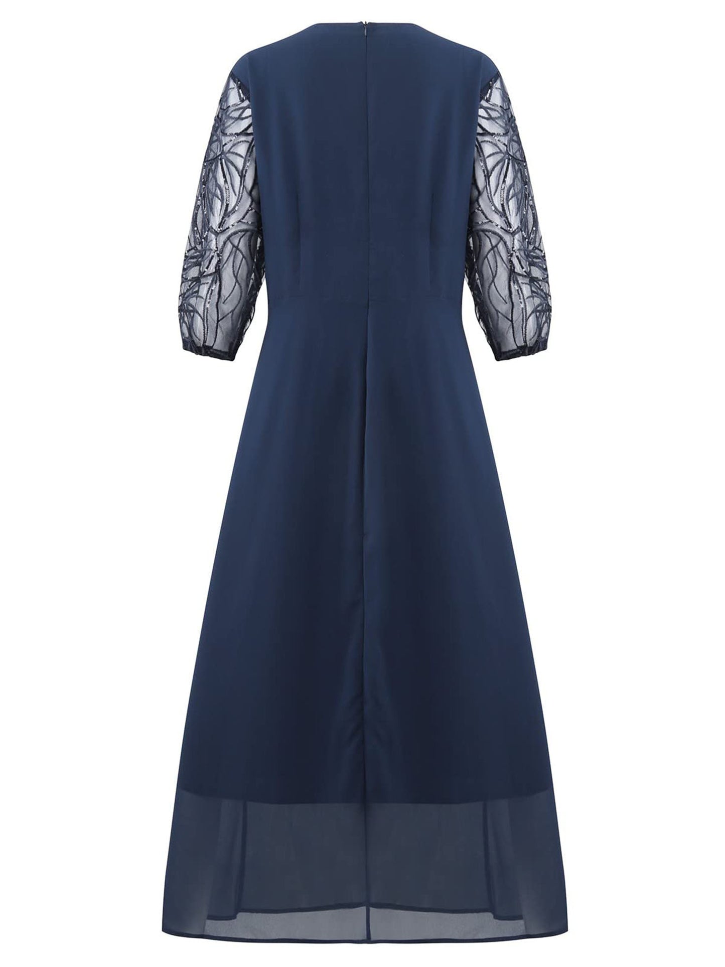 Plus Size PYL⭐ Womens Elegant Lace Slim Fit Ruffled Midi Dresses Ladies Chiffon image 2