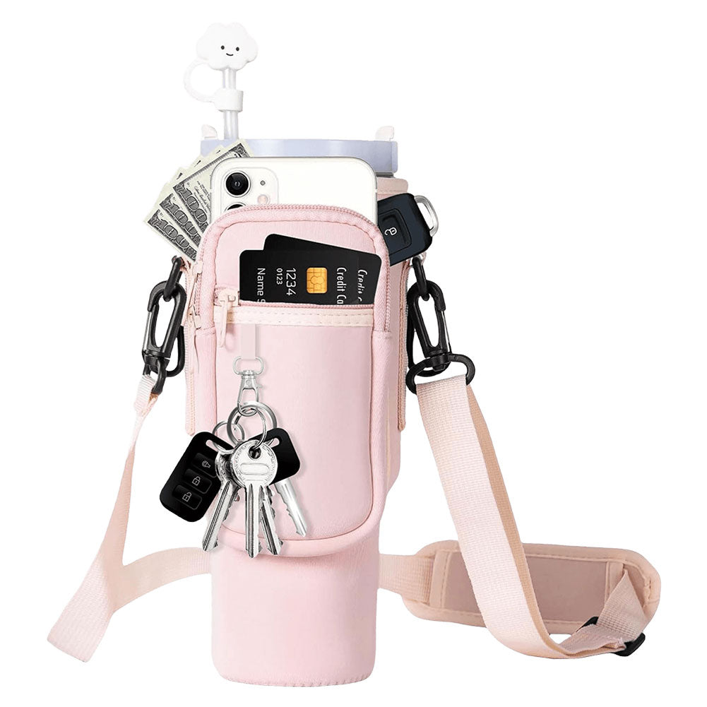 40oz Neoprene Water Bottle Carrier Bag For Stanley Quencher Cup Sleeve with Adj image 13