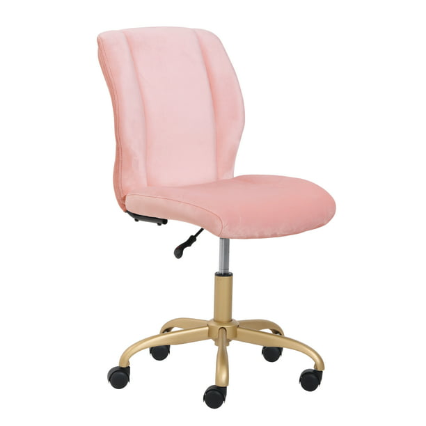 Mainstays Plush Velvet Office Chair, Pearl Blush office chair recliner chair of image 1