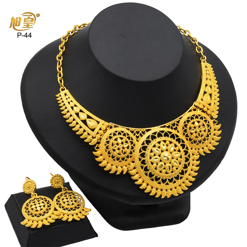 Fashion Dubai Luxury 24k Gold Color Long Chain Bead Jewelry Set For Women Arab image 4
