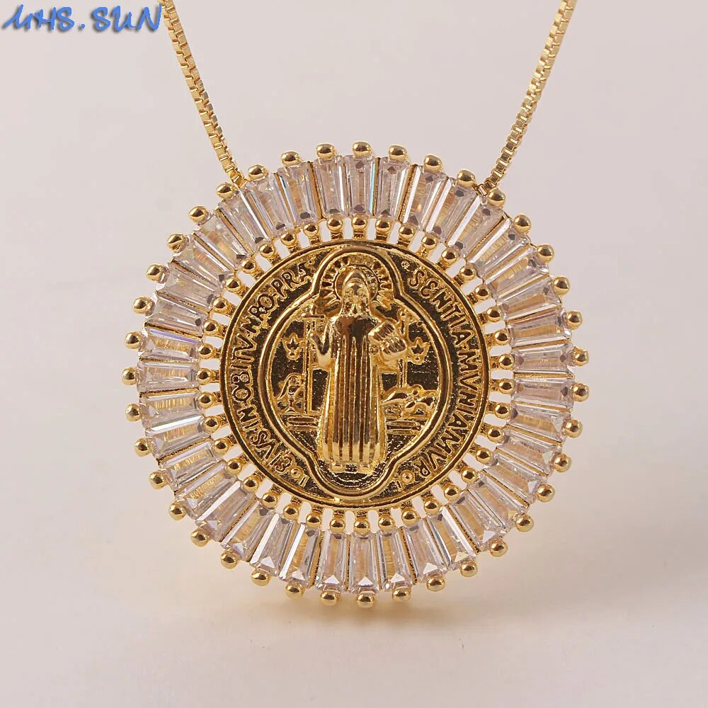 MHS.SUN Fashion Women Cubic Zircon Jewelry Gold/Silver Color Religion Jesus Pen image 2