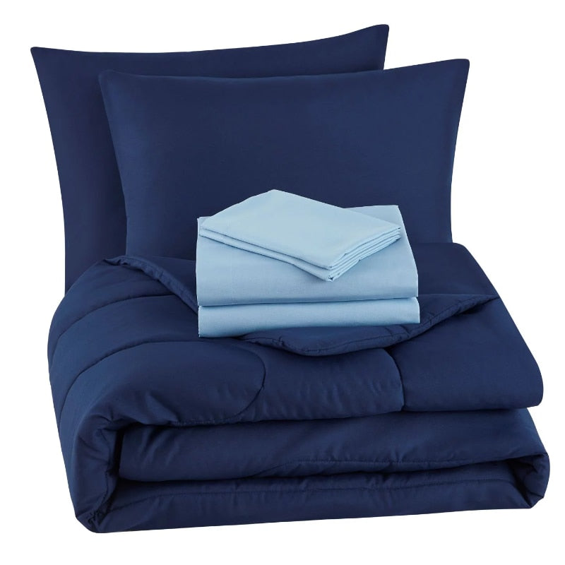 Mainstays Navy 7 Piece Bed in a Bag Comforter Bedding Set with Sheets image 0