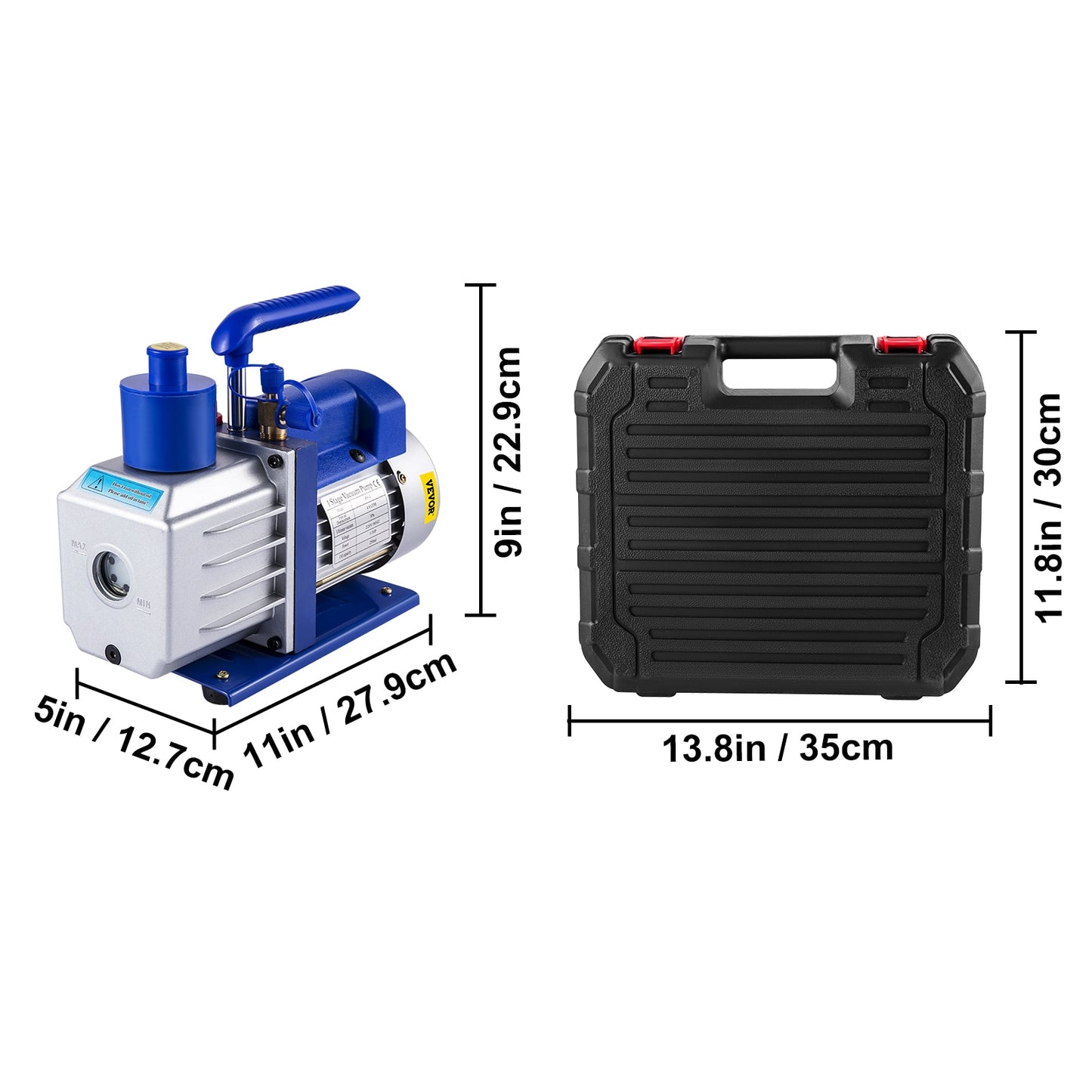 VEVOR 1.8-4.8CFM Refrigerant Vacuum Pump Kits HVAC Refrigeration 1/3 1/4 HP wit image 5