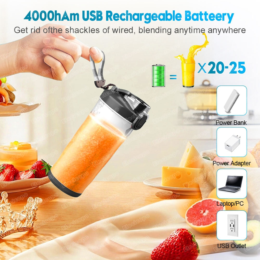 Portable Electric Juicer Fruit Mixers 600ML Blender with 4000mAh USB Rechargeab image 10