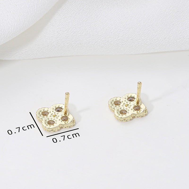 Obega Exquisite Dream Four Leaf Grass Shaped Gold Color Earrings For Women With image 1